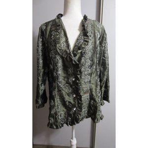 Violin XL Embelished Textured Ruffle Occasion Blazer Jacket